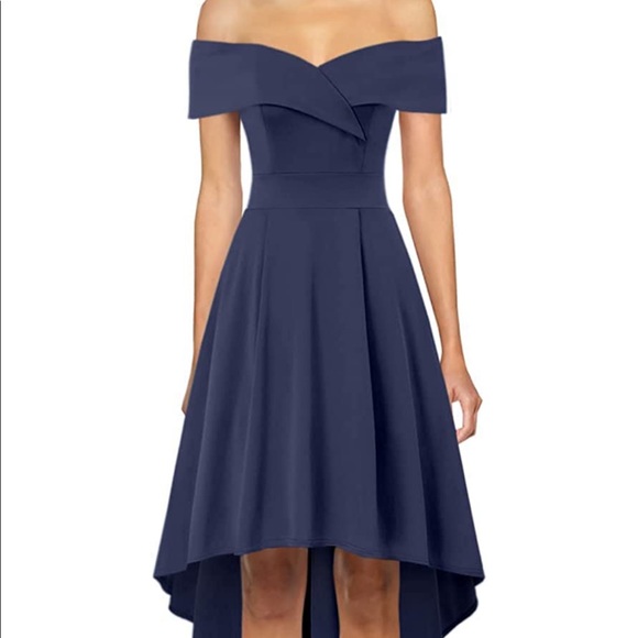 Jasambac | Off Shoulder High Low Cocktail Dress - Picture 2 of 6